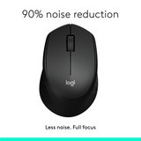 Logitech M330 Silent Plus mus Højre hånd RF trådløst Mekanisk 1000 dpi Sort, Højre hånd, Mekanisk, RF trådløst, 1000 dpi, Sort