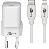 goobay Apple Lightning / USB-C PD opladningssæt 30 Watt, Oplader Hvid