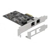DeLOCK PCI Express x2 kort til 2 x RJ45 2,5 Gigabit LAN RTL8125, Netværkskort 