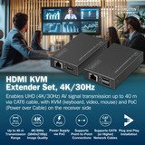 Digitus HDMI KVM Extender Sæt, HDMI-udvidelse forlænger Sort