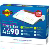 FRITZ! 4690 Trådløse Routere Box 4690, Wi-Fi 7 (802.11be), Dual-band (2,4 GHz / 5 GHz), Ethernet LAN, Rød, Hvid, Bordplade router