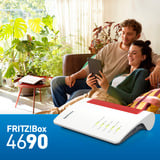 FRITZ! 4690 Trådløse Routere Box 4690, Wi-Fi 7 (802.11be), Dual-band (2,4 GHz / 5 GHz), Ethernet LAN, Rød, Hvid, Bordplade router