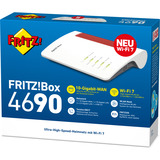 FRITZ! FRITZ!Box 4690, Router Box 4690, Wi-Fi 7 (802.11be), Dual-band (2,4 GHz / 5 GHz), Ethernet LAN, Rød, Hvid, Bordplade router