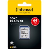 Intenso 3411490 hukommelseskort 64 GB SDXC Klasse 10 64 GB, SDXC, Klasse 10, 25 MB/s, Stødresistent, Temperaturbestandigt, Røntgenbestandig, Sort