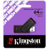 Kingston DTXS/64GB, USB-stik Sort