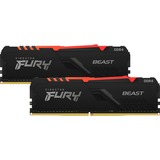 Kingston FURY FURY Beast RGB hukommelsesmodul 16 GB 2 x 8 GB DDR4 3200 Mhz Sort, 16 GB, 2 x 8 GB, DDR4, 3200 Mhz, 288-pin DIMM