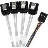 SilverStone Adapterkabel SST-CPS05-RE, mini-SAS SFF 8643 > 4x SATA Lyseblå