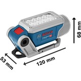 Bosch GLI DeciLED Professional Blå, Grå LED, Arbejds lys Blå, LED, 10 bulb(s, uden batteri og oplader ), 350 Lux, Blå, Grå, 50 mm, 139 mm