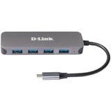 D-Link DUB-2340 interface hub USB Type-C 5000 Mbit/s Grå, USB hub USB Type-C, USB 3.2 Gen 1 (3.1 Gen 1) Type-A, USB Type-C, 5000 Mbit/s, Grå, 60 W, Strøm