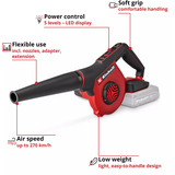 EINHELL Power X-Change Akku-blæser TE-CB 18/270 Li - Solo, 18 Volt Rød/Sort