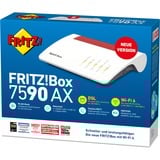 FRITZ! 7590 AX Trådløse Routere, Mesh router Box 7590 AX, Wi-Fi 6 (802.11ax), Dual-band (2,4 GHz / 5 GHz), Ethernet LAN, ADSL2 +, Hvid, Bordplade router