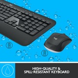 Logitech Advanced MK540 tastatur Mus inkluderet USB QWERTY Hollandsk Sort, Hvid, Desktop sæt mørk grå, Amerikansk layout, Stemplet, Trådløs, USB, Membran, QWERTY, Sort, Hvid, Mus inkluderet