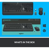 Logitech Advanced MK540 tastatur Mus inkluderet USB QWERTY Hollandsk Sort, Hvid, Desktop sæt mørk grå, Amerikansk layout, Stemplet, Trådløs, USB, Membran, QWERTY, Sort, Hvid, Mus inkluderet