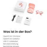 Shokz OpenFit Air Headset Trådløs Ørekrog Opkald/Musik/Sport/Hverdag Bluetooth Lyserød, Hovedtelefoner Pink, Trådløs, Opkald/Musik/Sport/Hverdag, 50 - 16000 Hz, 174 g, Headset, Lyserød