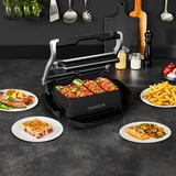 Tefal OptiGrill + GC714D kontaktgrill Sølv/Sort, Rustfrit stål, Rektangulær, 600 cm², Aluminium, Termoplast, Klar, Temperatur