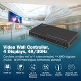 Digitus 4K HDMI videovæg-controller, 4 skærme, HDMI splitter Sort