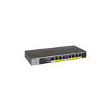 Netgear GS108LP Ikke administreret Gigabit Ethernet (10/100/1000) Strøm over Ethernet (PoE) 1U Sort, Grå, Switch Ikke administreret, Gigabit Ethernet (10/100/1000), Strøm over Ethernet (PoE), Stativ-montering, 1U, Kan monteres på væggen