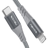 Nevox 1886 Lightning kabel 2 m Grå, Sølv Sølv/grå, 2 m, Lightning, USB C, Hanstik, Hanstik, Grå, Sølv