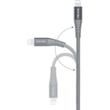 Nevox 1886 Lightning kabel 2 m Grå, Sølv Sølv/grå, 2 m, Lightning, USB C, Hanstik, Hanstik, Grå, Sølv