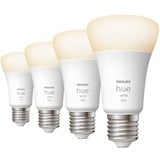 Philips Hue A60 - E27 pærer - 800 - 4-pak, LED-lampe Philips Hvide Hue pærer A60 - E27 pærer - 800 - 4-pak, Smart pære, Bluetooth, Hvid, LED, E27, A60