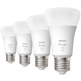 Philips Hue A60 - E27 pærer - 800 - 4-pak, LED-lampe Philips Hvide Hue pærer A60 - E27 pærer - 800 - 4-pak, Smart pære, Bluetooth, Hvid, LED, E27, A60