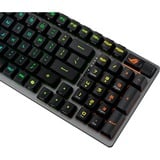 ASUS ROG Strix Scope II 96 RX Wireless tastatur Spil USB + RF Wireless + Bluetooth Sort, Gaming-tastatur Sort, DE-layout, ROG RX Red, 96%, Kabel & trådløs, USB + RF Wireless + Bluetooth, Optisk nøglekontakt, RGB LED, Sort