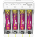 Ansmann Lithium-oplader Pure Power Set 4× Micro AAA genopladelige batterier og opladningsmodul Hvid/multi farvet