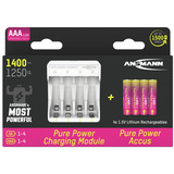 Ansmann Lithium-oplader Pure Power Set 4× Micro AAA genopladelige batterier og opladningsmodul Hvid/multi farvet