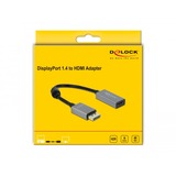 DeLOCK 66436 videokabel adapter 0,2 m DisplayPort HDMI Type A (Standard) Sort, Grå grå/Sort, 0,2 m, DisplayPort, HDMI Type A (Standard), Hanstik, Hunstik, 3840 x 2160 pixel