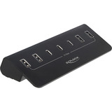 DeLOCK USB 10 Gbps Hub med 3 USB Type-C og 4 USB Type-A porte, USB hub Sort