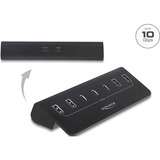 DeLOCK USB 10 Gbps Hub med 3 USB Type-C og 4 USB Type-A porte, USB hub Sort