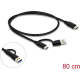 DeLOCK USB 10 Gbps Hub med 3 USB Type-C og 4 USB Type-A porte, USB hub Sort