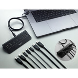 DeLOCK USB 10 Gbps Hub med 3 USB Type-C og 4 USB Type-A porte, USB hub Sort