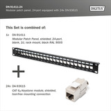 Digitus Modulært patchpanel, 24 porte, udstyret med 24x DN-93615, Patch Panel Sort