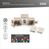 Digitus Modulært patchpanel, 24 porte, udstyret med 24x DN-93615, Patch Panel Sort