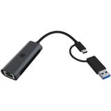 ICY BOX IB-LAN301-C3 Ethernet 2500 Mbit/s, Netværkskort Ledningsført, USB Type-A/USB Type-C, Ethernet, 2500 Mbit/s, Anthracit