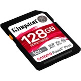 Kingston Canvas React Plus 128 GB SD UHS-II Klasse 10, Hukommelseskort Sort, 128 GB, SD, Klasse 10, UHS-II, 300 MB/s, 260 MB/s