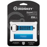 Kingston IronKey 256GB USB-C Keypad 200C, FIPS 140-3 niveau 3 AES-256, USB-stik FIPS 140-3 niveau 3 AES-256, 256 GB, USB Type-C, 3.2 Gen 1 (3.1 Gen 1), 280 MB/s, Muffe, Blå