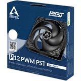 ARCTIC P12 PWM PST Computerkabinet Ventilator 12 cm Sort, Sag fan Sort, Ventilator, 12 cm, 1800 rpm, 0,3 blæser, 56,3 kubikfod/min., 95,65 m³/t