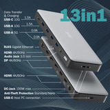 Digitus 13-port USB-C dockingstation, Docking station grå/Sort