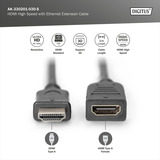 Digitus HDMI High Speed forlængerkabel med Ethernet, Forlængerledning Sort