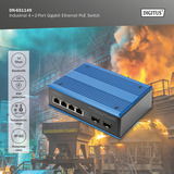 Digitus Industriel 4+2-port Gigabit Ethernet PoE, Switch 