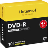 Intenso DVD-R 4.7GB, Printable, 16x 4,7 GB 10 stk, DVD tomme medier Printable, 16x, DVD-R, 120 mm, Printbar, Slimcase, 10 stk, 4,7 GB