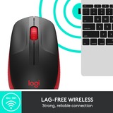 Logitech M190 mus Ambidextrous RF trådløst Optisk 1000 dpi Sort/Rød, Ambidextrous, Optisk, RF trådløst, 1000 dpi, Rød