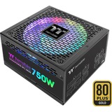 Thermaltake Toughpower GF2 ARGB enhed til strømforsyning 750 W 24-pin ATX Sort, PC strømforsyning Sort, 750 W, 100 - 240 V, 900 W, 50/60 Hz, 10 A, Aktiv