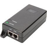 Digitus DN-95103-2 PoE adapter Gigabit Ethernet 48 V, PoE injektor Gigabit Ethernet, 10,100,1000 Mbit/s, IEEE 802.3at, Sort, 400 m, Kina