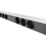 Digitus Stikdåse med aluminiumsprofil, 18-vejs, 42U, Strømskinne Sort/aluminium