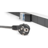 Digitus Stikdåse med aluminiumsprofil, 18-vejs, 42U, Strømskinne Sort/aluminium