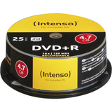 Intenso DVD+R 4.7GB, 16x 4,7 GB 25 stk, DVD tomme medier 16x, DVD+R, 120 mm, Kageæske, 25 stk, 4,7 GB