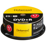 Intenso DVD+R 4.7GB, 16x 4,7 GB 25 stk, DVD tomme medier 16x, DVD+R, 120 mm, Kageæske, 25 stk, 4,7 GB